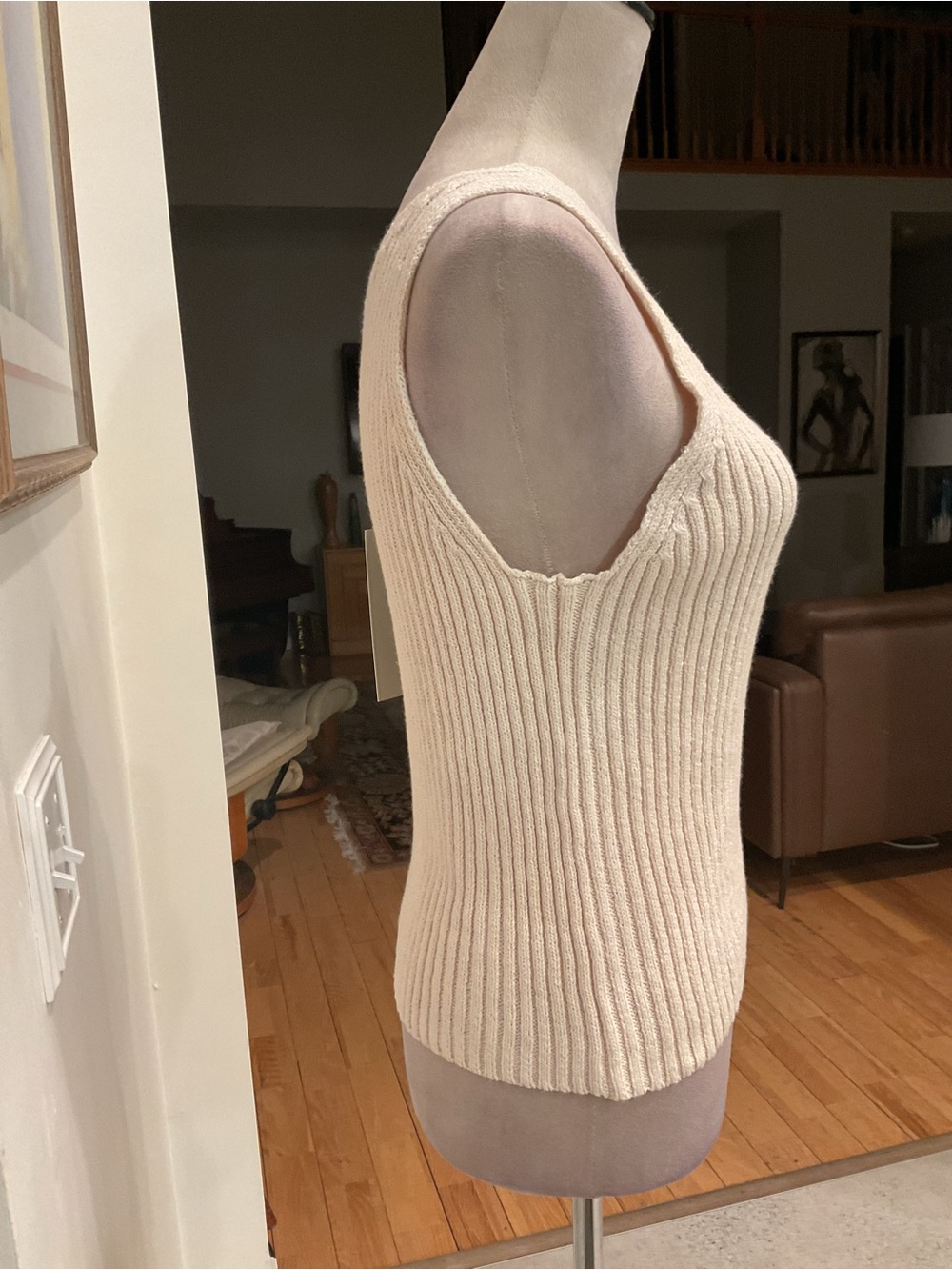 One Grey Day (Revolve) One-Shoulder Ribbed Knit Top - Cream - Picture 4 of 10